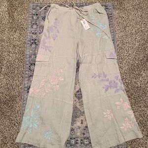 Johnny Was Hazel Embroidered Drawstring Pant size S